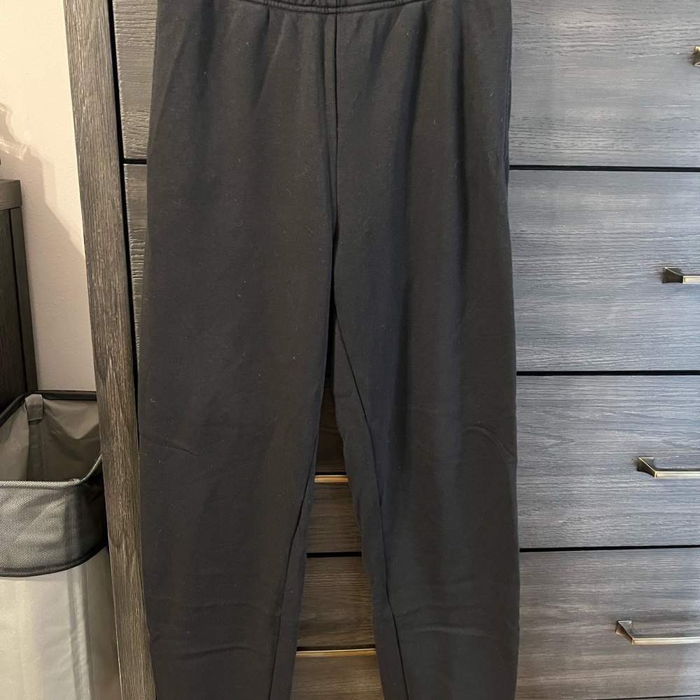 TNA Black Terry Fleece Boyfriend Sweatpants with Elastic Waistband